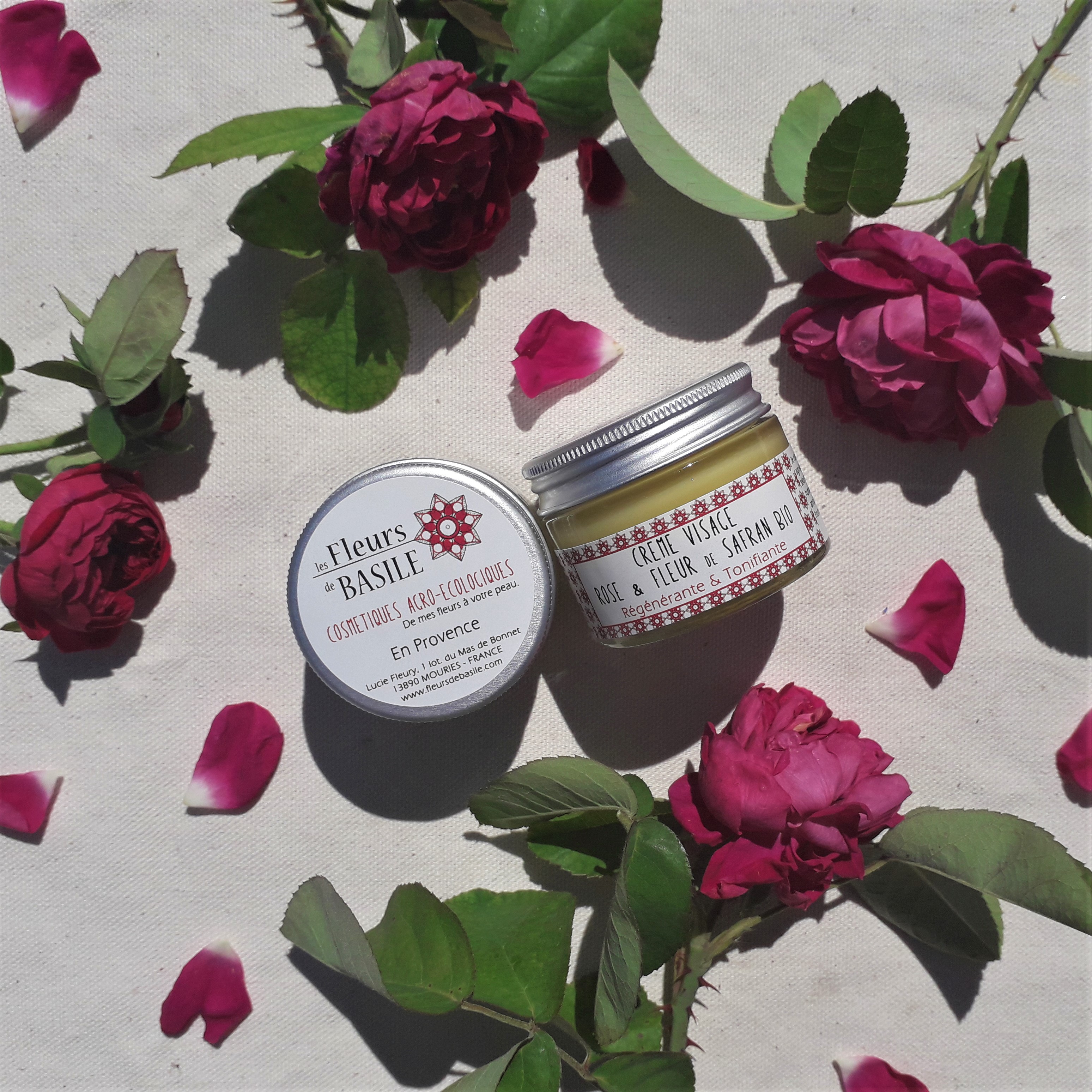 Crème visage Rose Safran BIO, Fleurs de BAsile Crème visage Rose Safran BIO, Fleurs de BAsile