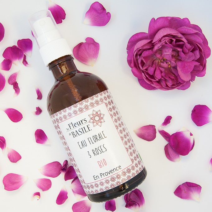 Eau florale 3 roses, Fleurs de Basile Eau florale 3 roses, Fleurs de Basile